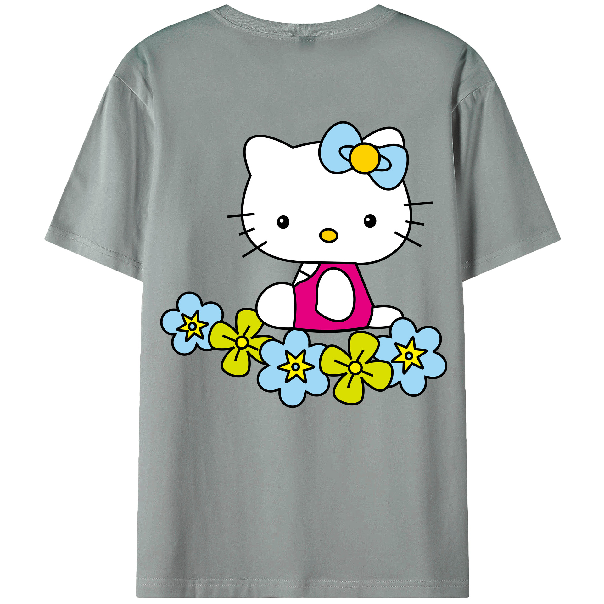 （画像用） Hello Kitty ハローキティ 綿100％ メンズ半袖Tシャツ（バックプリント） 通気性